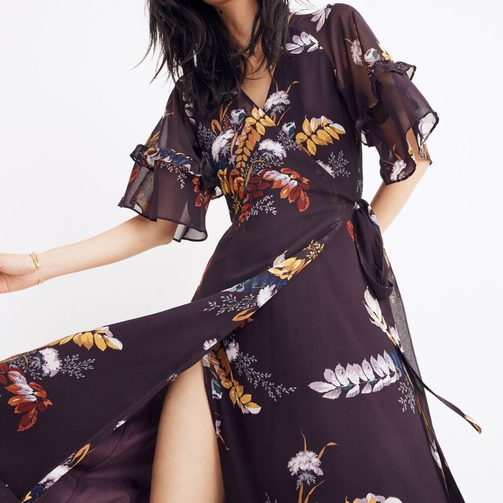 Vervain ruffle sleeve maxi wrap dress